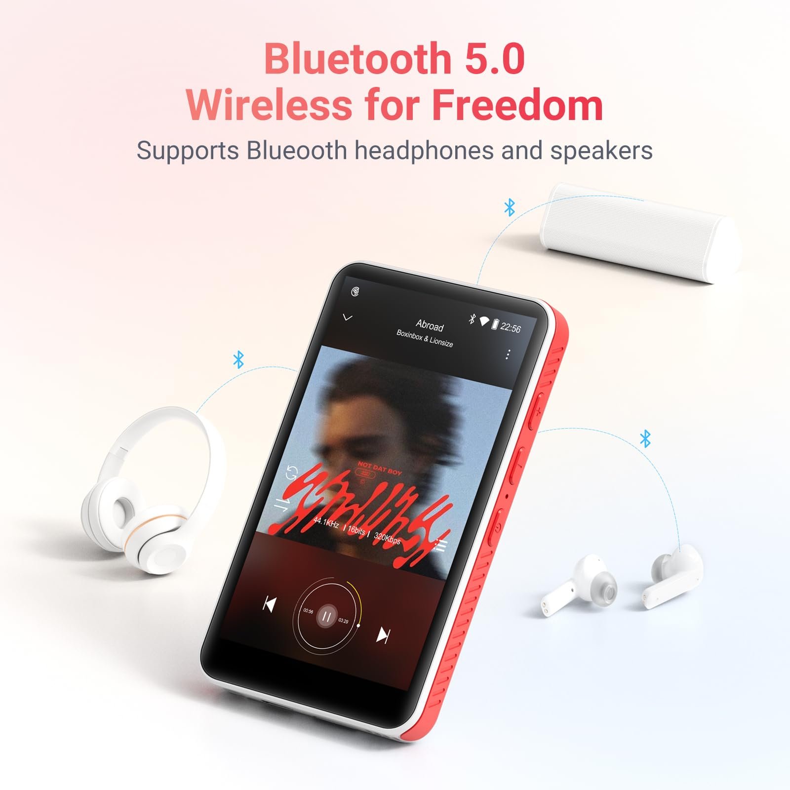 MP3 плеер Oilsky с Bluetooth и WiFi, Android 13.0, 4GB RAM, 4.0-дюймовый HD MP4 плеер с сенсорным экраном и динамиком, 192GB, черный, фото №7