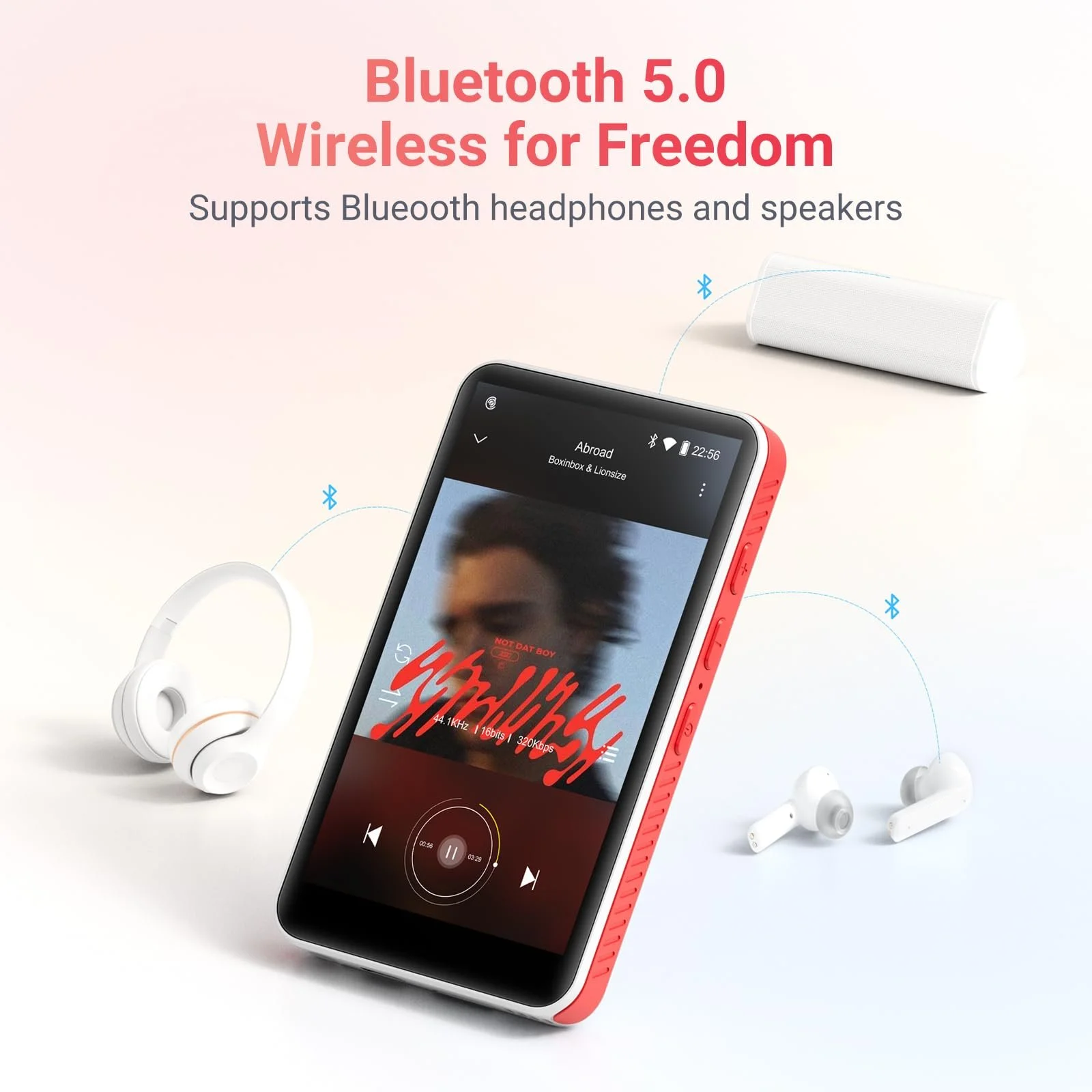MP3 плеер Oilsky с Bluetooth и WiFi, Android 13.0, 4GB RAM, 4.0-дюймовый HD MP4 плеер с сенсорным экраном и динамиком, 192GB, черный, фото №7