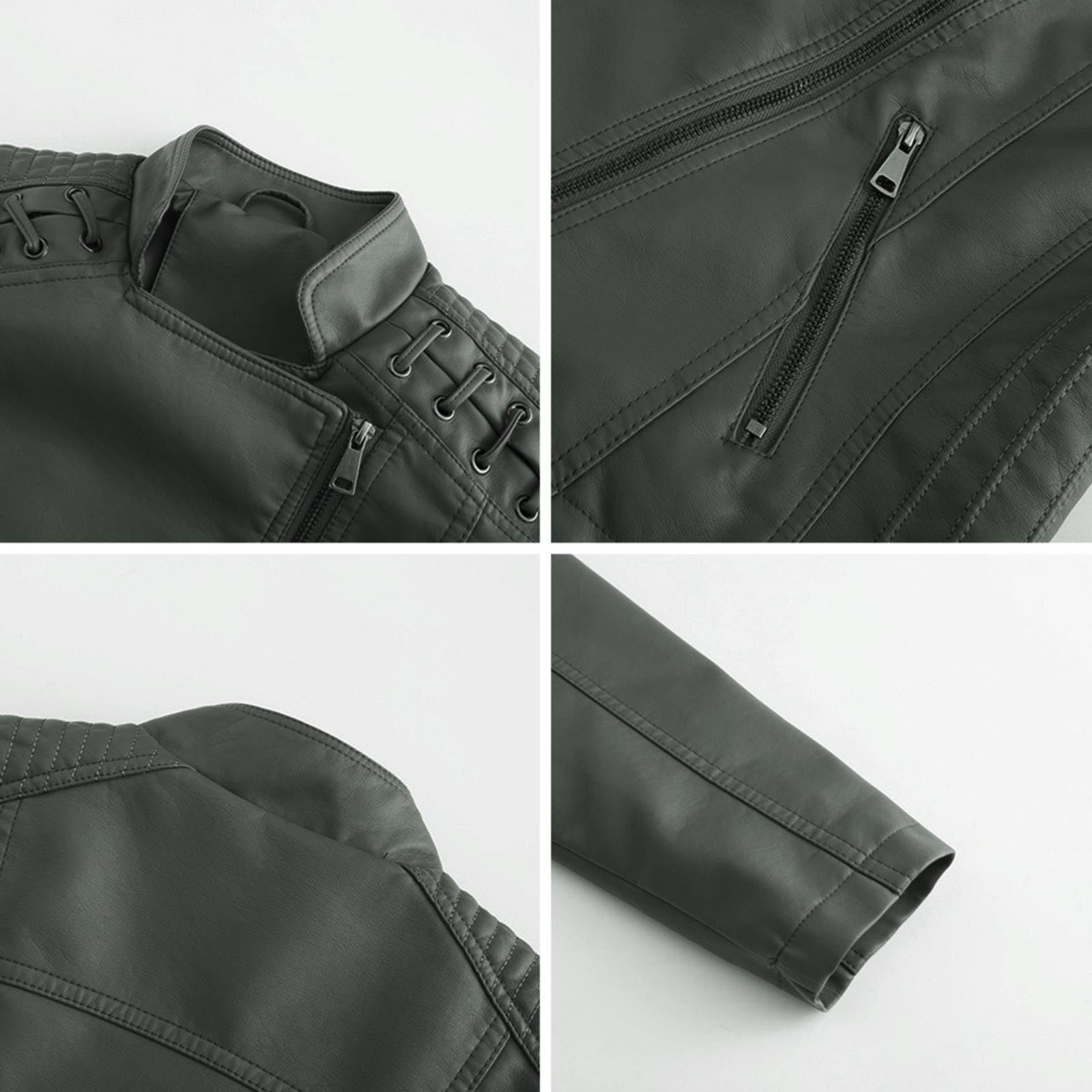 Куртка зі штучної шкіри з капюшоном Generisch Осінь-Зима Жіноча на блискавці Довгі рукава Подорожі Червоний, фото №4