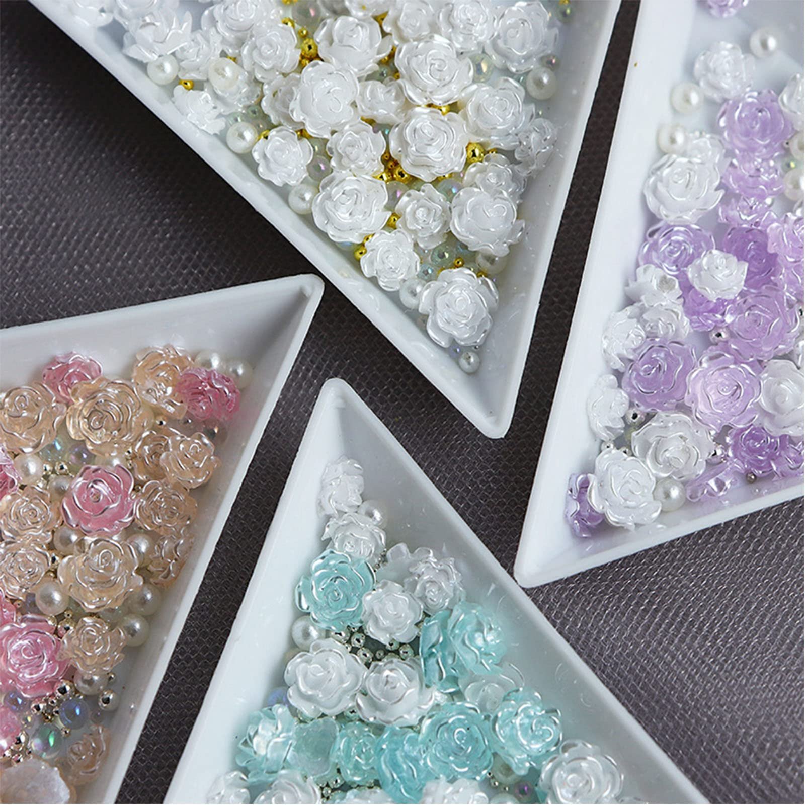 Украшения для ногтей Цветы розы 50 шт с жемчугом, подвески для наращивания акриловых ногтей, свадебного маникюра, фото №6