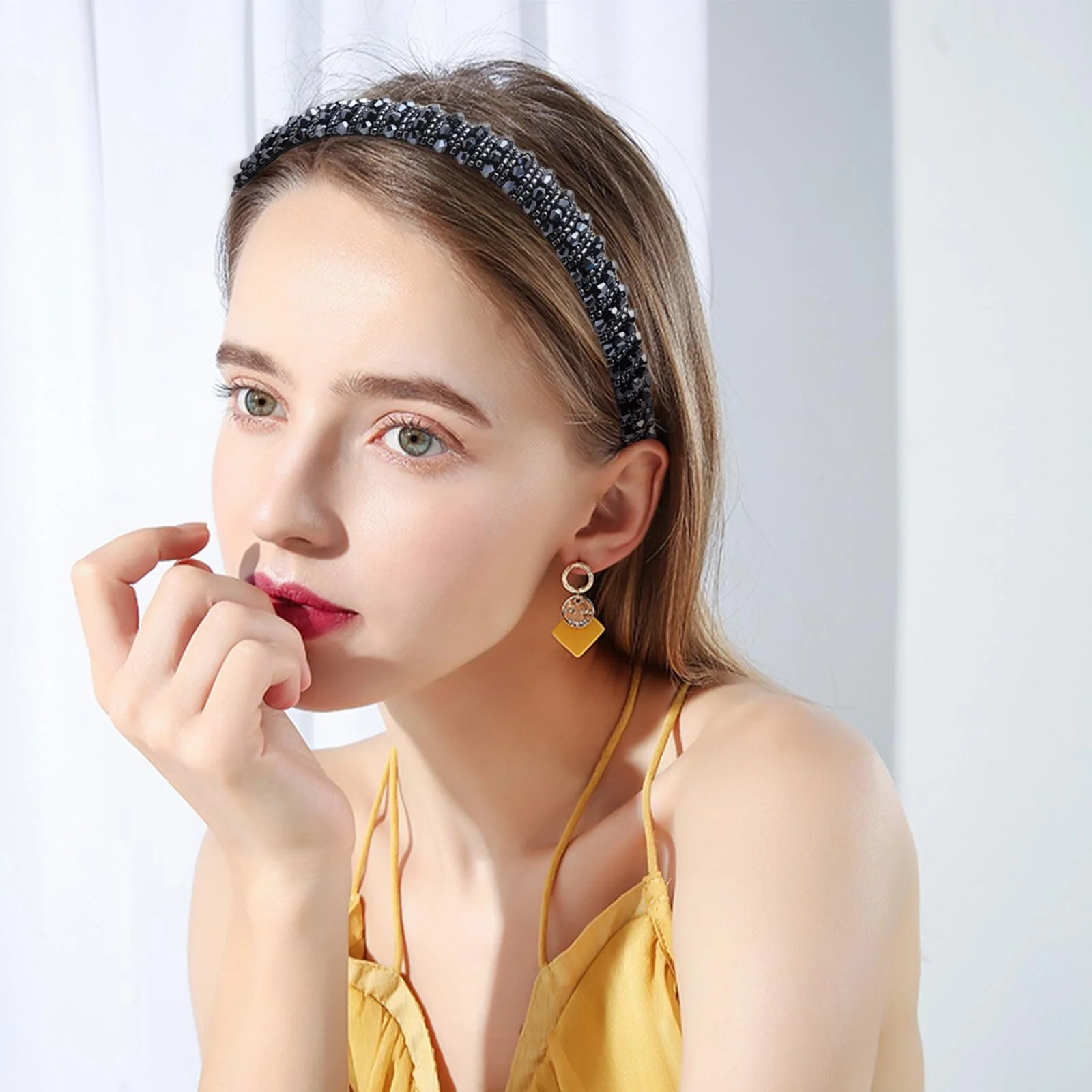 Обруч Ретро Стрази Жіночий, 3 шт., Кришталеві намистини, фото №6