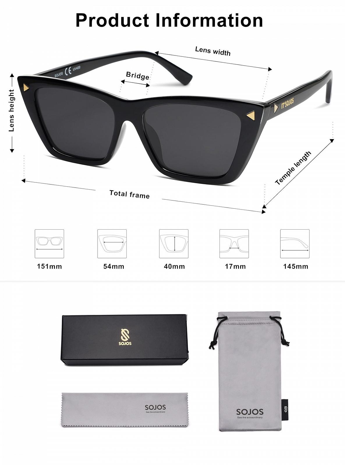 Сонцезахисні окуляри Котяче око SOJOS SJ2297 Жіночі Поляризовані Ретро Вінтажні, фото №5