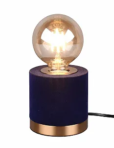 Настільна лампа Reality Leuchten Judy R50691012 E27 Матова латунь Синій оксамит - Фото 1