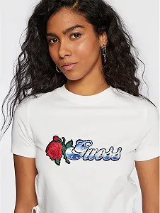 Жіноча футболка Guess Jeans, Біла, S synthetic.ua - Фото 1