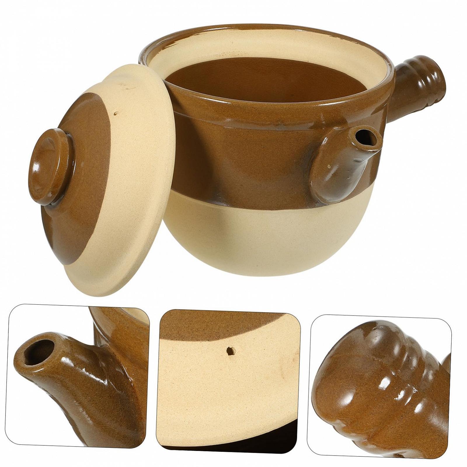 Глиняный горшок NUOBESTY традиционный для плиты и открытого огня термостойкий малый с ручкой, фото №5
