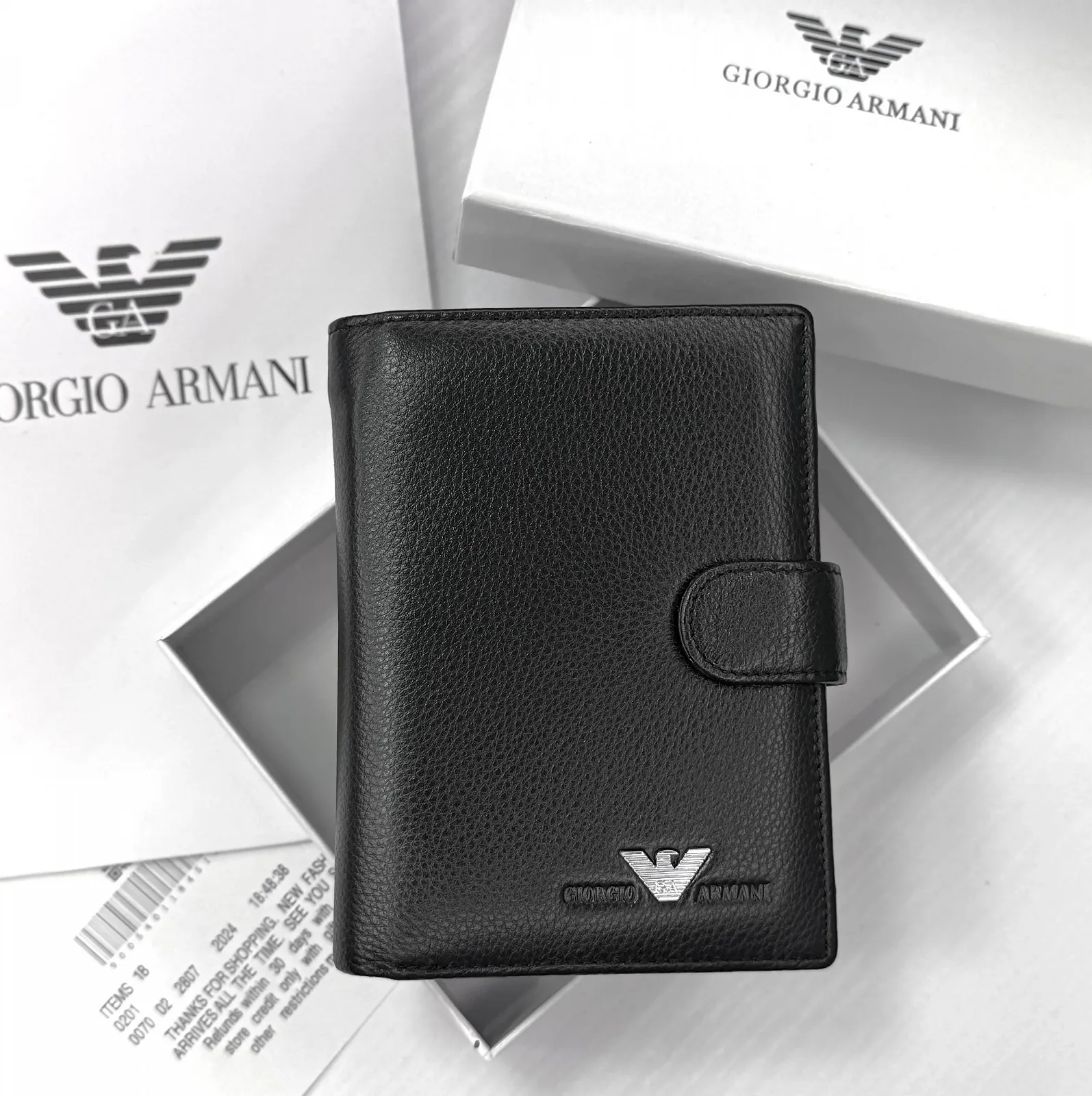 Мужское портмоне вертикальное кожаное Armani, фото №1