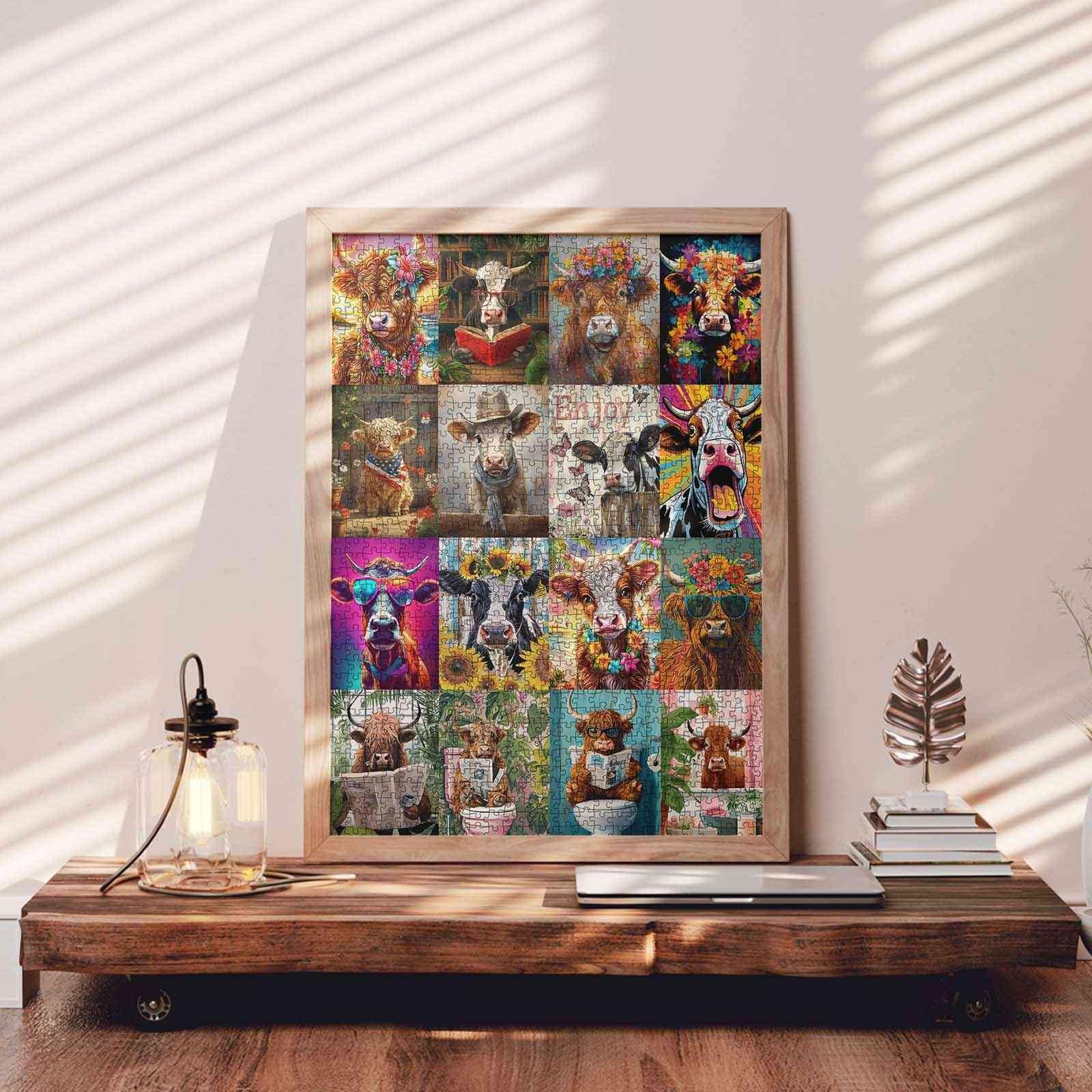 Пазл Farm Animals Black and White Cow Painting 1000 деталей, 50 x 70 cm, многоцветный, фото №3