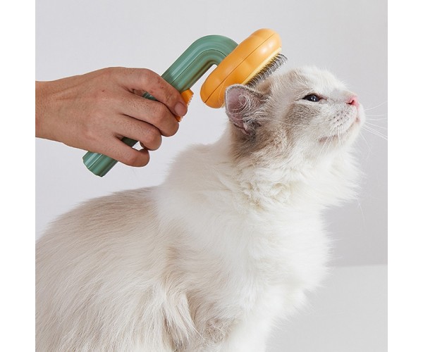 Розчіска для шерсті котів і собак з кнопкою Vailge PGB-A Помаранчево-зелений, фото №3