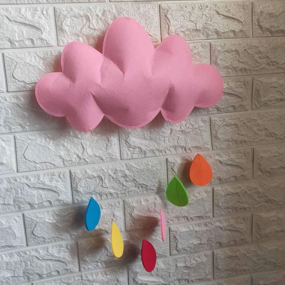 Карусель на ліжечко Inzopo Felt Clouds Water Drops для дитячого душу, дитячої кімнати, намету, прикраса на ялинку Навісна декорація рожевий, фото №2