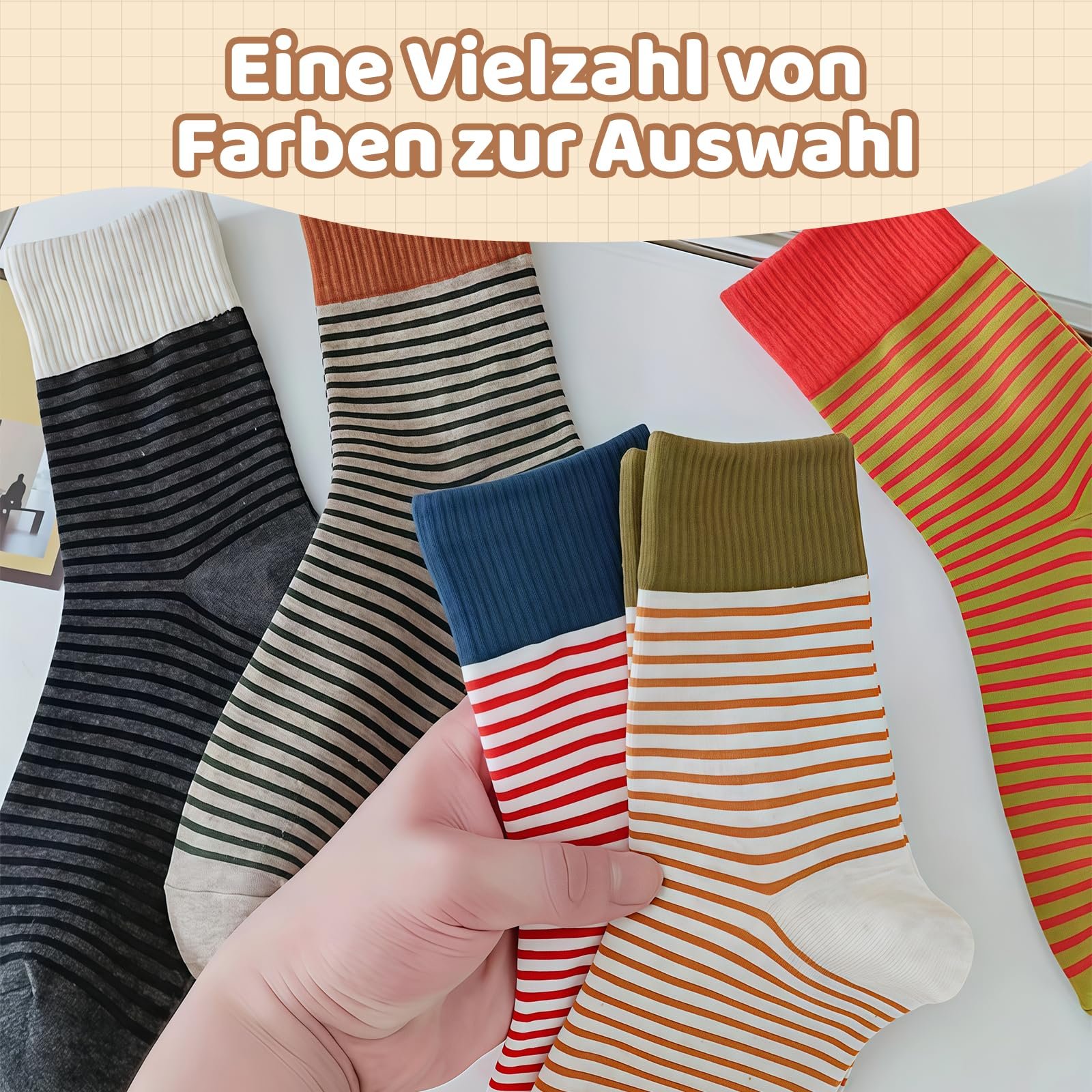 Женские носки (5 пар) Мягкие носки Размер 36-42 Цветные полосатые носки для спорта и отдыха Носки экипажа Женские носки Хлопковые носки Носки для бега для тенниса и работы, фото №7