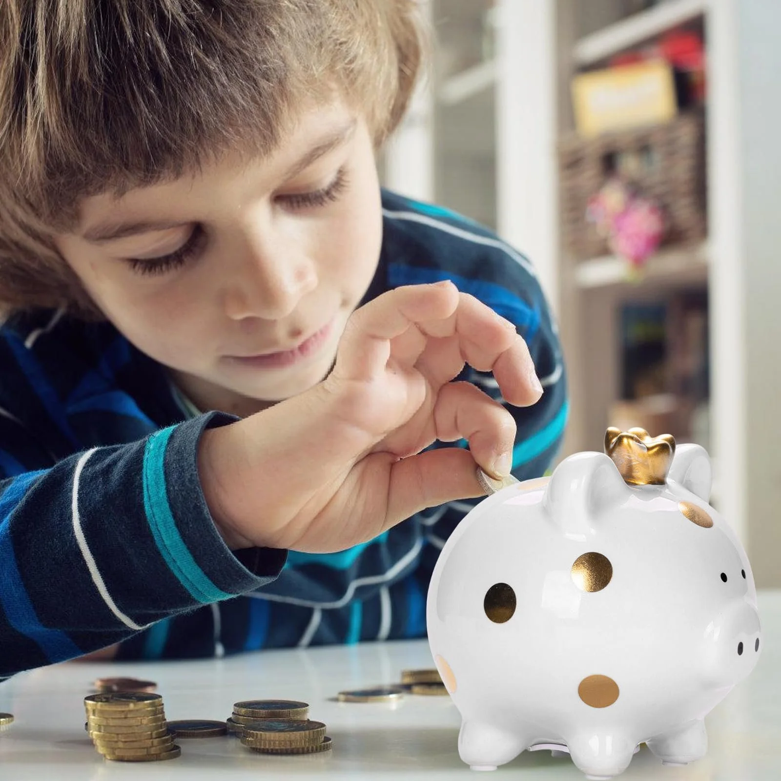 Скарбничка Свинка з короною Керамічна, фото №4