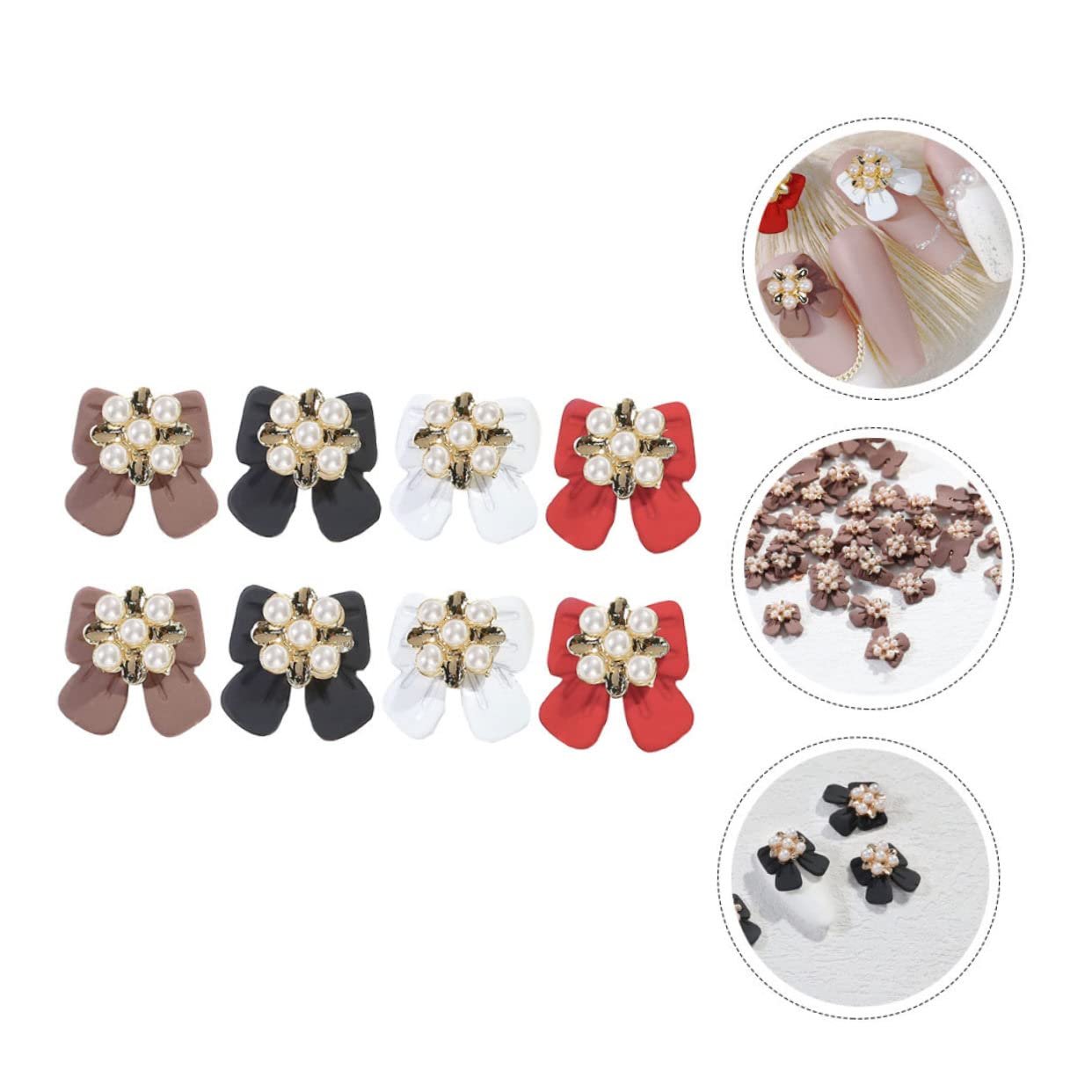 Прикраси у формі бантика Beavorty, блискітки для манікюру, конфетті, перлинні дизайни, кристали, 3D-шарми зі сплаву, фото №4