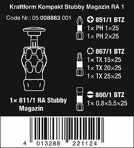 Викрутка з реверсом Wera Kraftform Kompakt Stubby Magazine RA 1 6 предметів ціна на synthetic.ua - Фото 1 Викрутка з реверсом Wera Kraftform Kompakt Stubby Magazine RA 1 6 предметів synthetic.ua - Фото 1