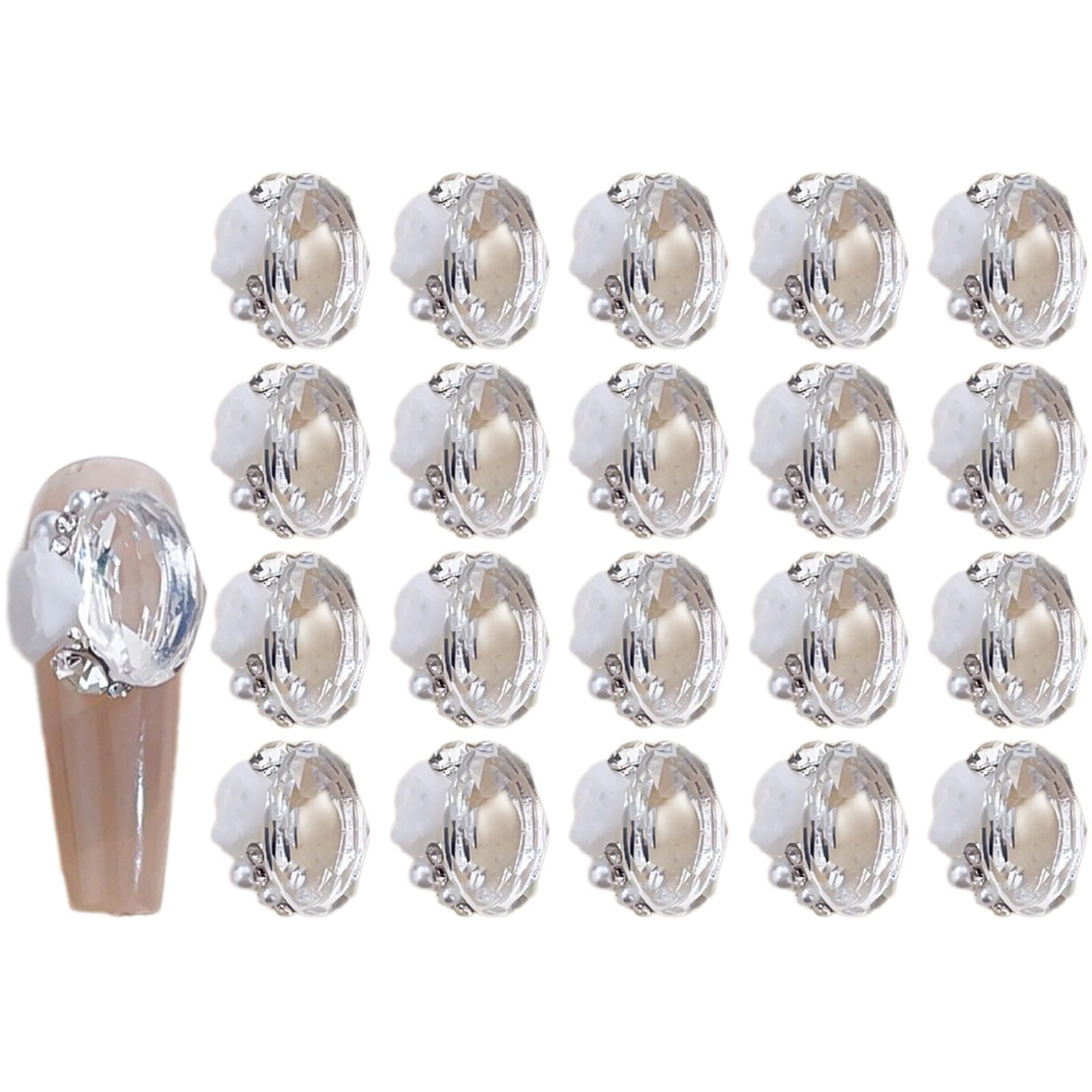 Стразы для ногтей Цветочные Прозрачные Разнообразной формы Хрустальные Камни для свадебного маникюра, фото №5