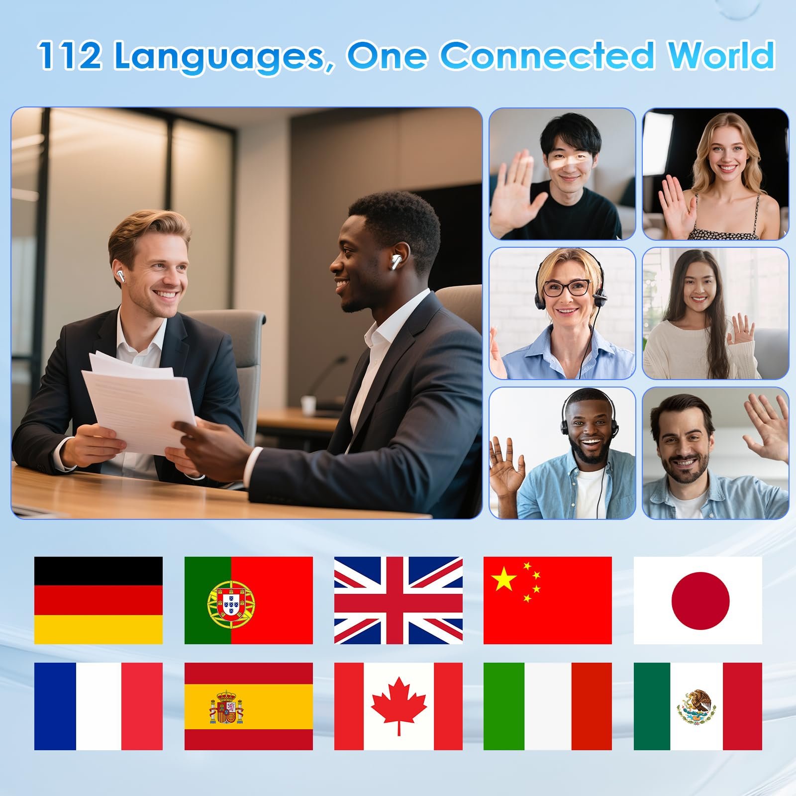 Наушники-переводчики Gueray AI с поддержкой приложения, Bluetooth 5.4, внутренние для iOS и Android, 6 режимов и 112 языков, фото №2