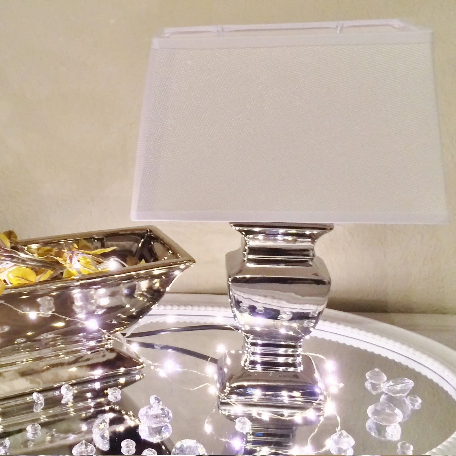 Настільна лампа DRULINE Silver Lady 35 см Біло-сріблястий, фото №1