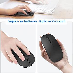 Мышь Беспроводная Qxvnm Bluetooth (USB 2.4 GHz + Bluetooth 5.2 + USB-C Адаптер) Перезаряжаемая Черный - Фото 1