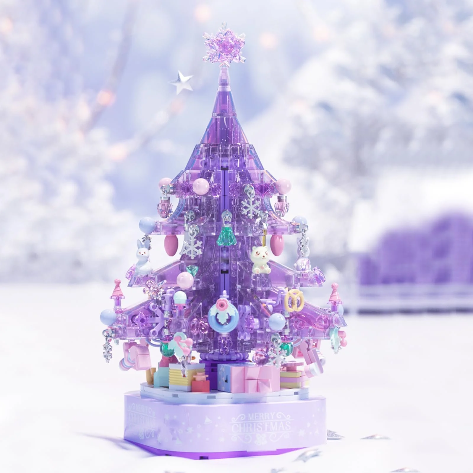 Конструктор Ёлка MEIEST Рождественская Музыкальная шкатулка Фиолетовый кристалл, фото №4
