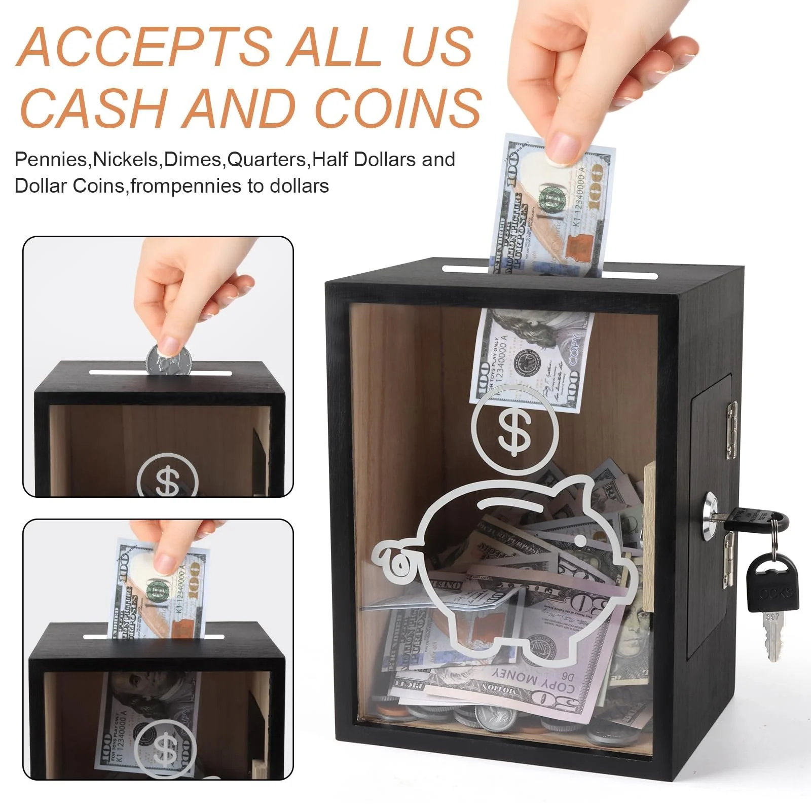 Скарбничка прозора із замком, фото №4