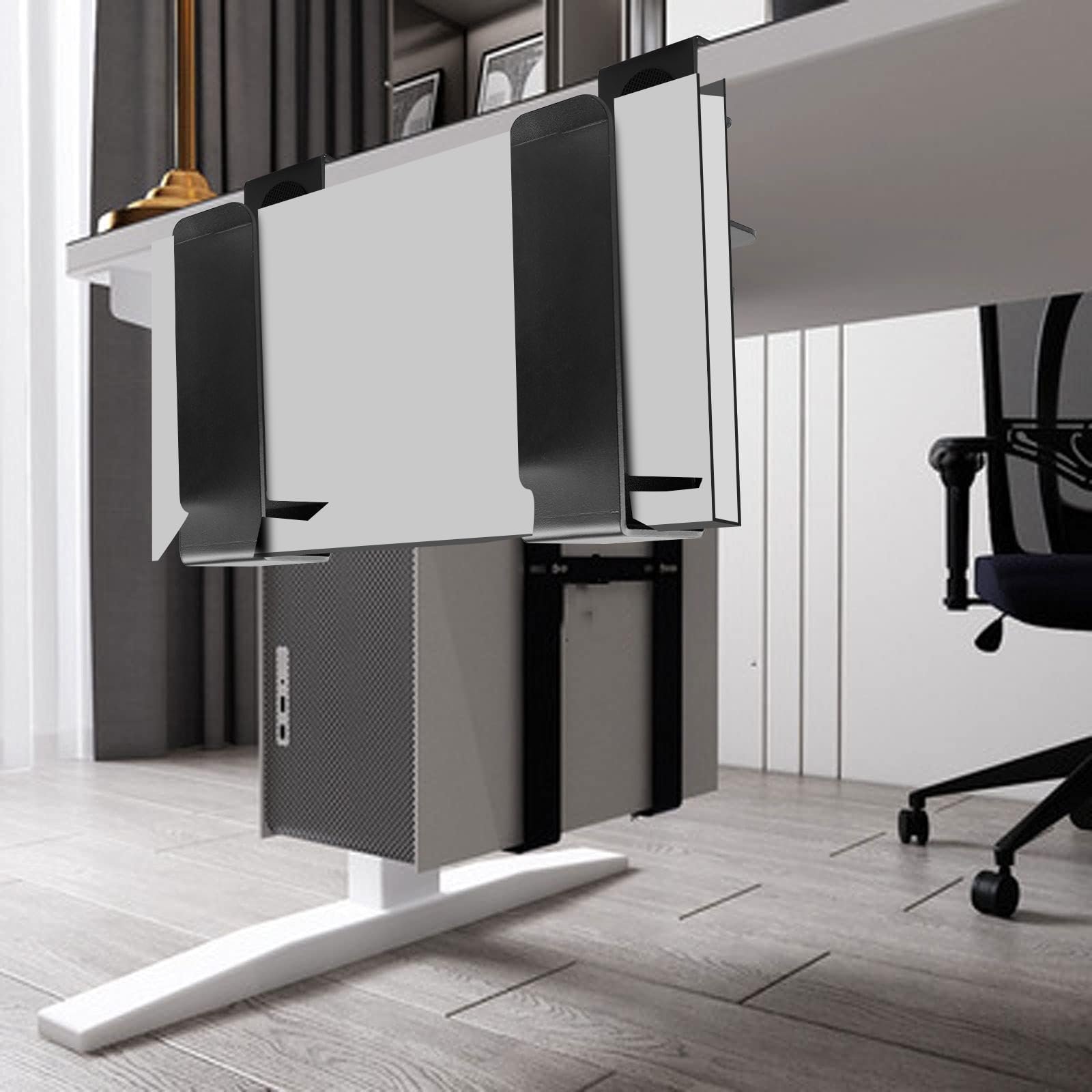 Держатель для ноутбука на стол Generic Подвесной для стола, вертикальная подставка для ноутбука, место для хранения на столе, металлический держатель для ноутбука без сверления Black, фото №5