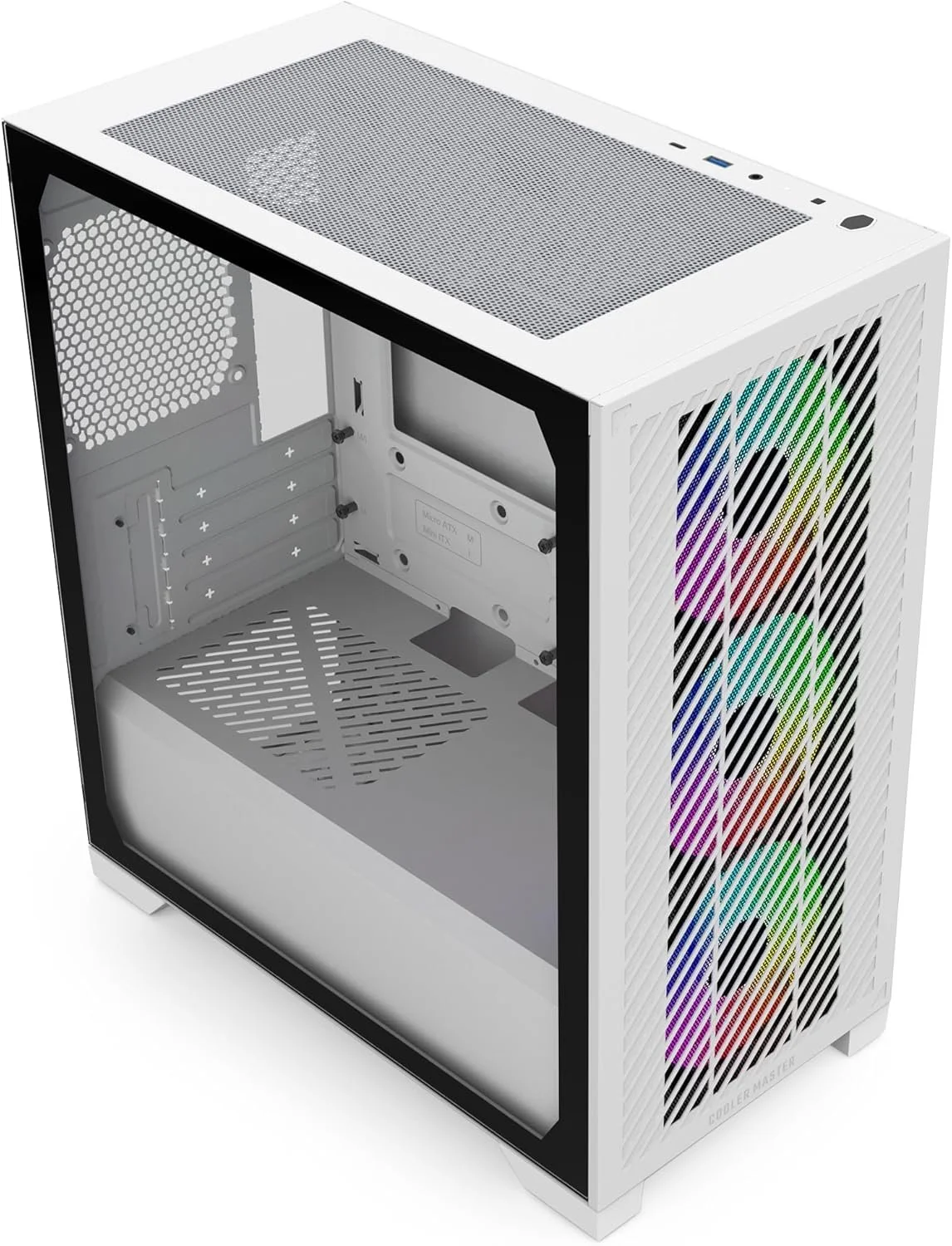 Корпус Cooler Master Elite 301 ARGB White  / Micro-ATX / Mini-ITX / 3x120mm ARGB / Glass / USB Type-C, фото №3