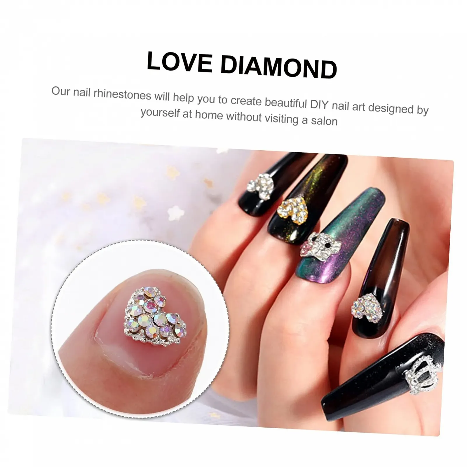 Стразы для ногтей Housoutil 20 шт., сердце, украшения для маникюра, блестящие для самодельного маникюра, вечерние украшения для ногтей, фото №9