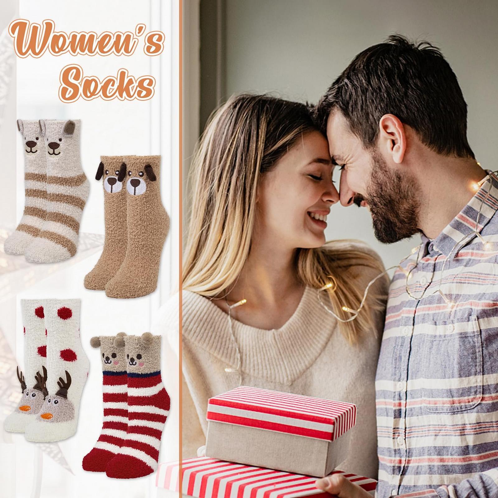 Носки YSense Snug Cuddly Женские Пушистые Зимние Носки Женские Домашние Носки Милый Подарок для Девочек Рождественские Носки Подарок на День рождения Многоразовые, фото №4