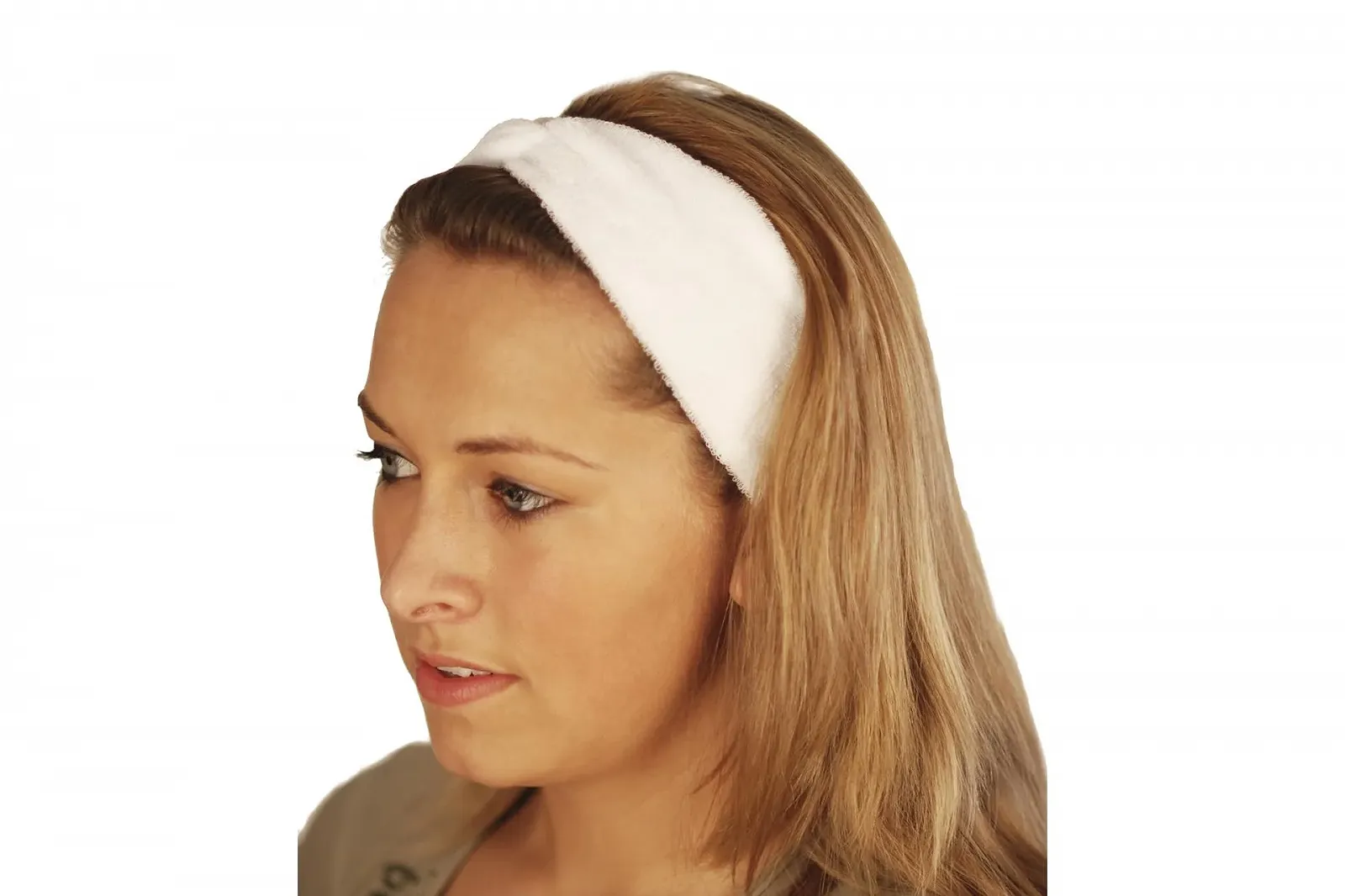 Пов'язка для волосся Бавовняна Еластична Косметична Біла, Ширина 8 см, Обхват 38 см, фото №2