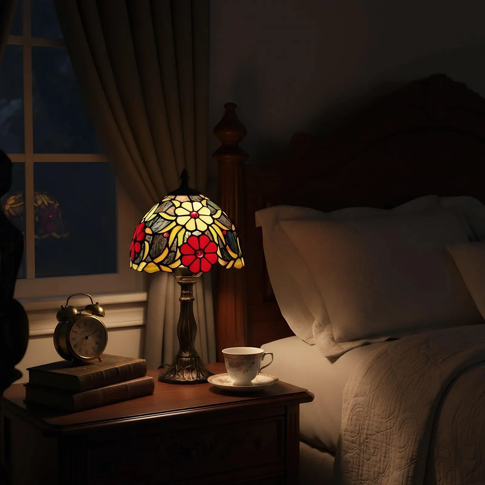 Настільна лампа Barcelona LED Saura Tiffany 20 см Вітражне скло Ретро ар-нуво Мультиколор, фото №2