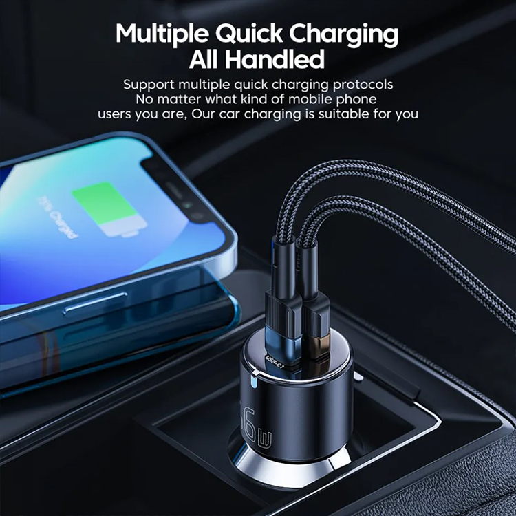 Автомобильный адаптер City Dual ESSAGER для зарядки на 2 USB 60W, фото №4