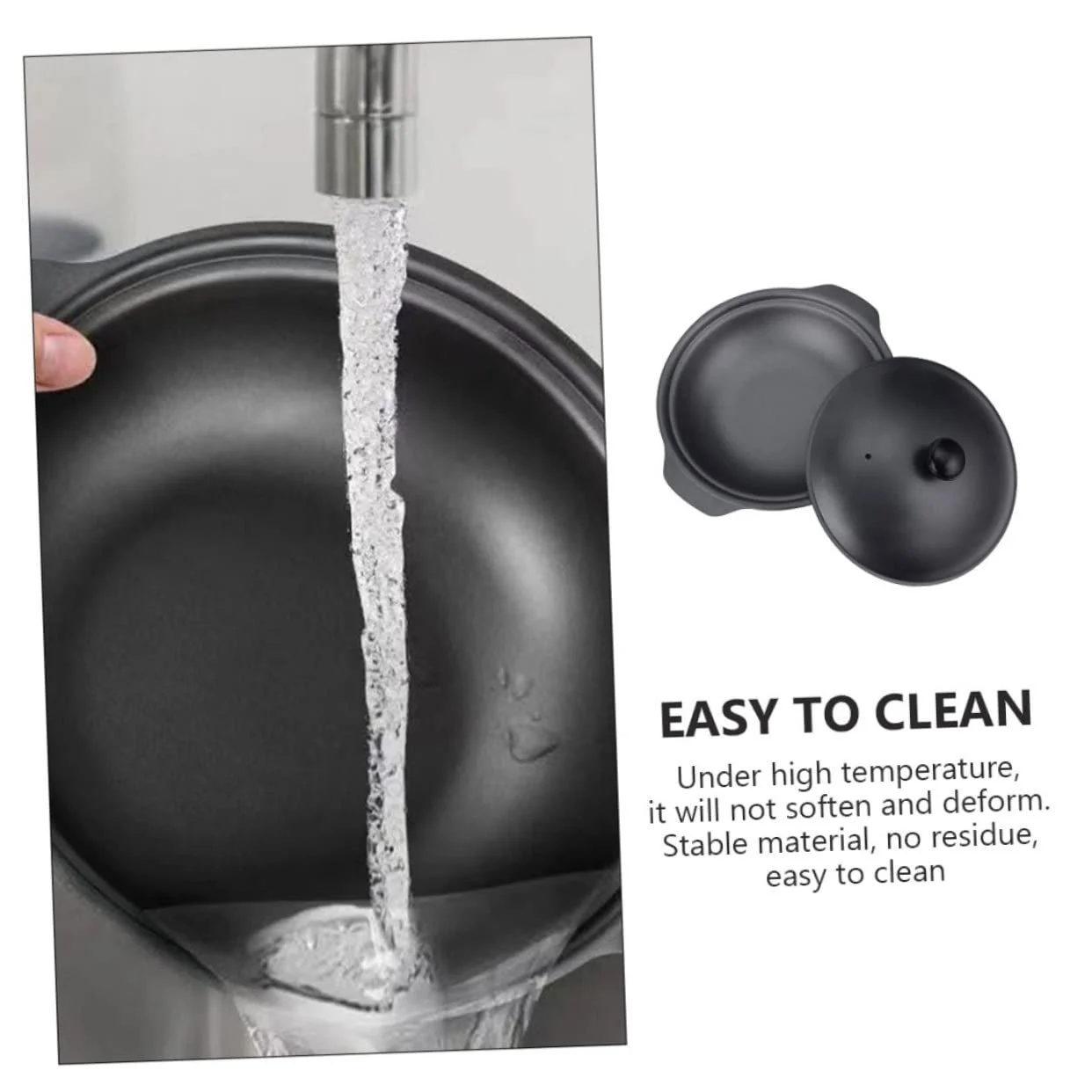 Кастрюля-жаровня VICASKY чугунная с крышкой термостойкая черная, фото №2