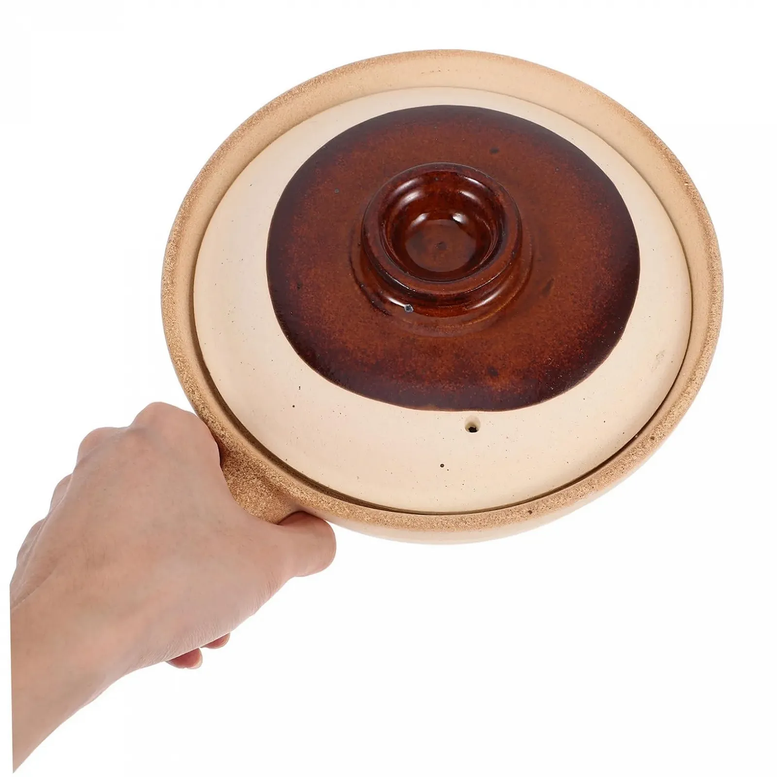 Кассероль керамическая с крышкой терракотовая термостойкая компактная для супа и риса, фото №3