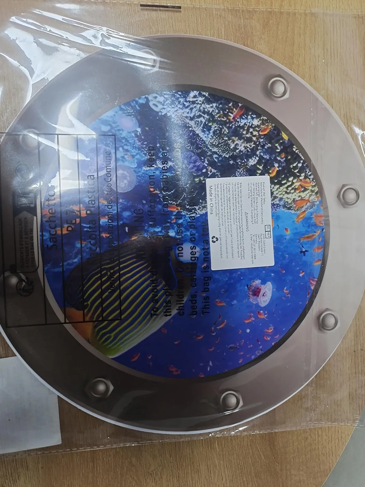 Наклейки на стіну 3D Underwater World Porthole 4 шт Золотистий + сріблястий, фото №2