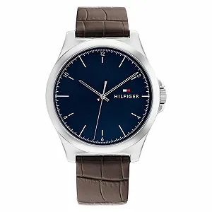 Мужские аналоговые часы Tommy Hilfiger Кварцевые с силиконовым кожаным ремешком - Фото 1