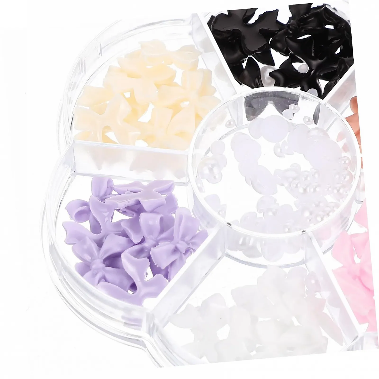 Украшения для ногтей FRCOLOR с жемчугом и бантиками Декоративные аксессуары для дизайна ногтей Наборы цветного жемчуга для стильных ногтей Легкие украшения для ногтей, фото №2