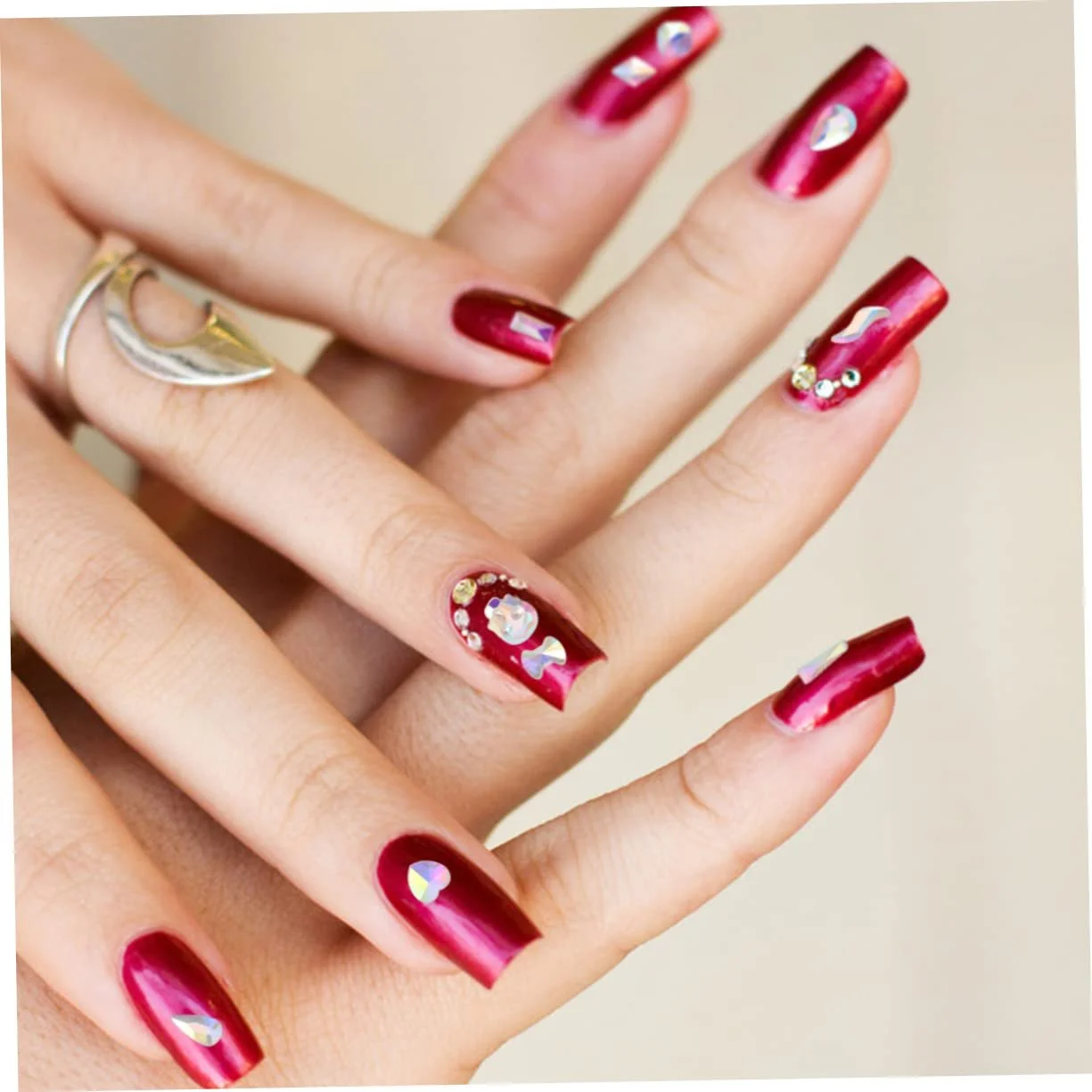 Стрази Healvian Diamond, плоска основа, підвіски для манікюру, скляні камінці 3D, фото №3