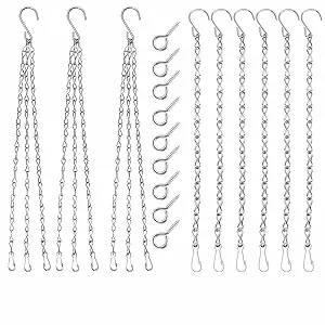Набор цепочек для подвешивания 9 шт. металлические с крючками Серебристые - Фото 1