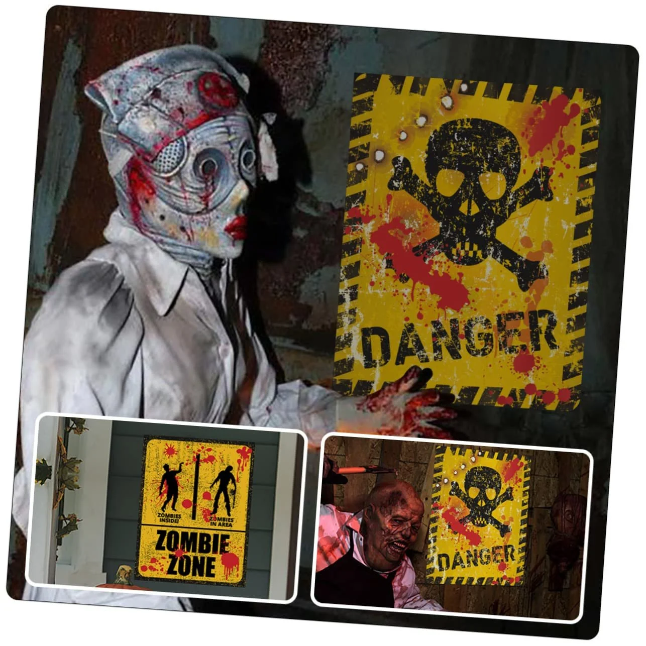 Наклейка на стіну Yardenfun Halloween Sign Danger Zombie, фото №7