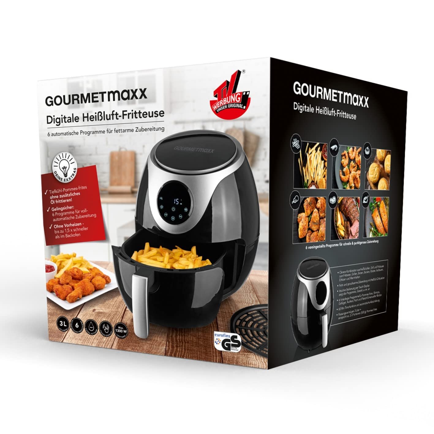 Мультипечь GOURMETmaxx 3 л с сенсорным дисплеем Black, фото №7 Мультипечь GOURMETmaxx 3 л с сенсорным дисплеем Black, фото №7