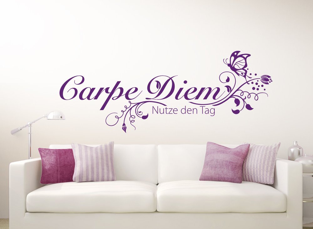 Наклейка на стіну Grandora W710 Carpe Diem Nutze den Tag + Butterfly 120 x 46 см Чорна, фото №1