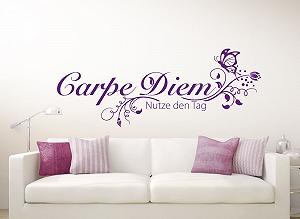 Наклейка на стіну Grandora W710 Carpe Diem Nutze den Tag + Butterfly 120 x 46 см Чорна - Фото 1