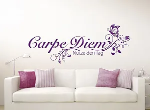 Наклейка на стіну Grandora W710 Carpe Diem Nutze den Tag + Butterfly 120 x 46 см Чорна - Фото 1