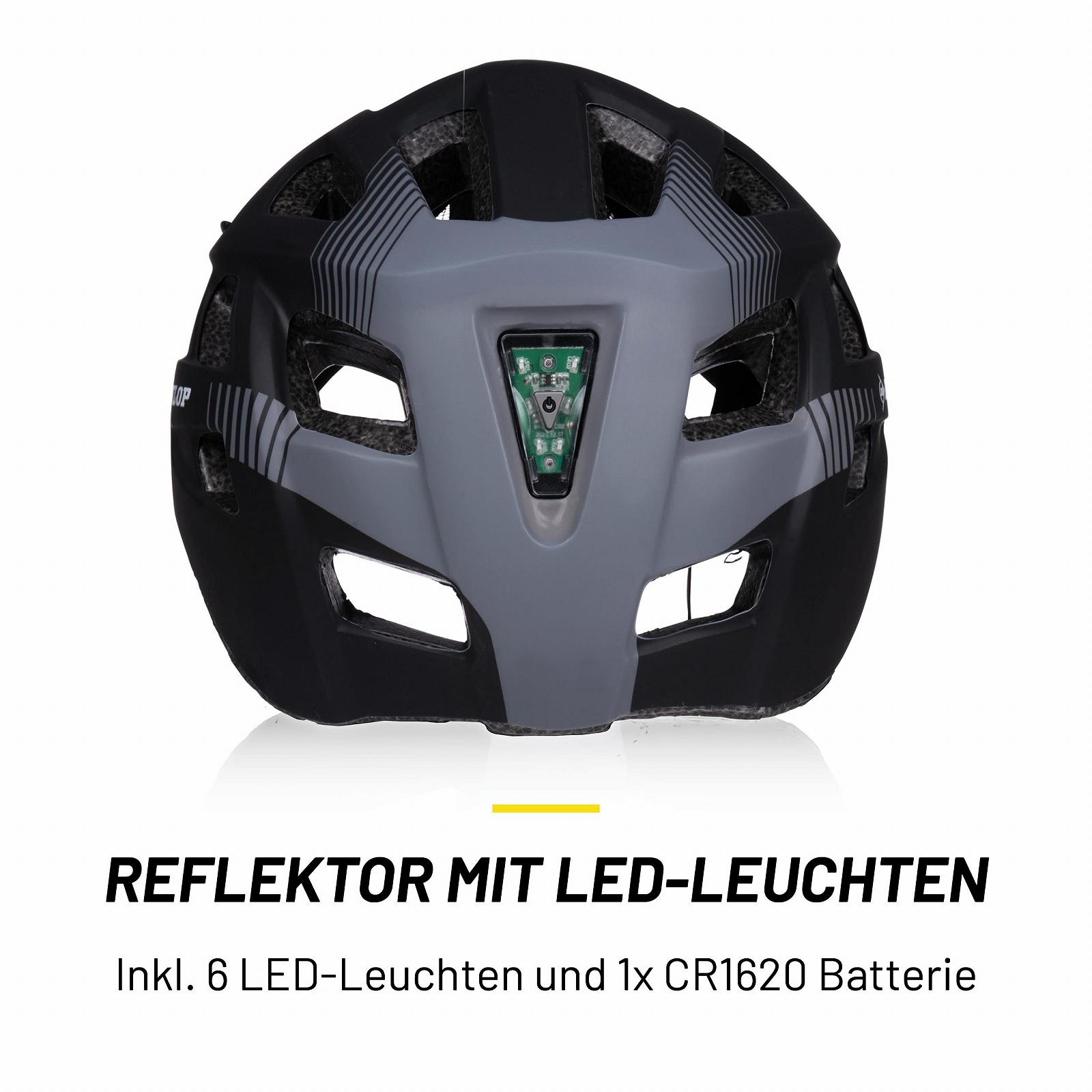 Велосипедний шолом Dunlop з LED підсвічуванням, розмір 58-61 см, чорний, фото №3