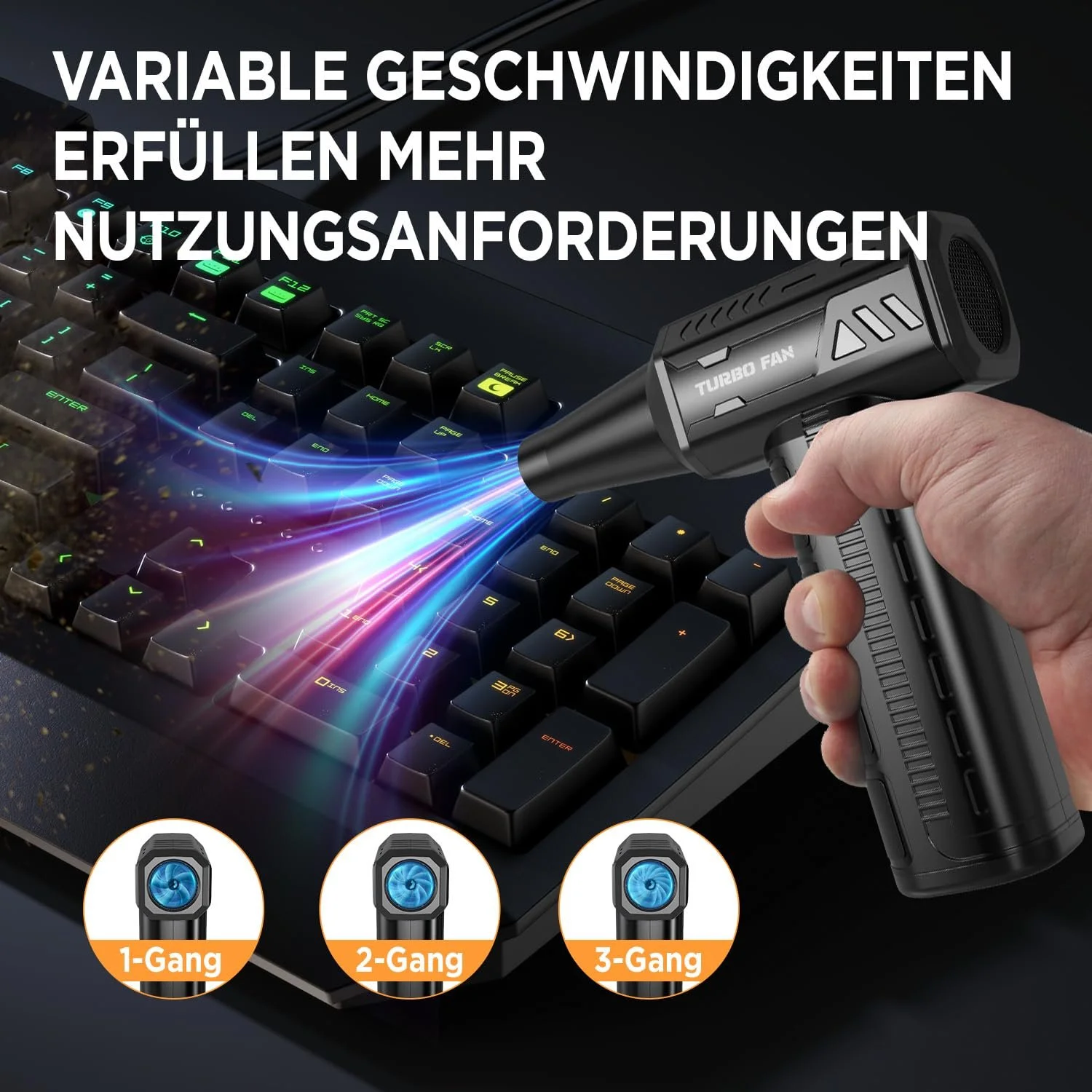 Аккумуляторная воздуходувка FORETOO 180,000 RPM 7500 mAh 3 скорости, фото №3
