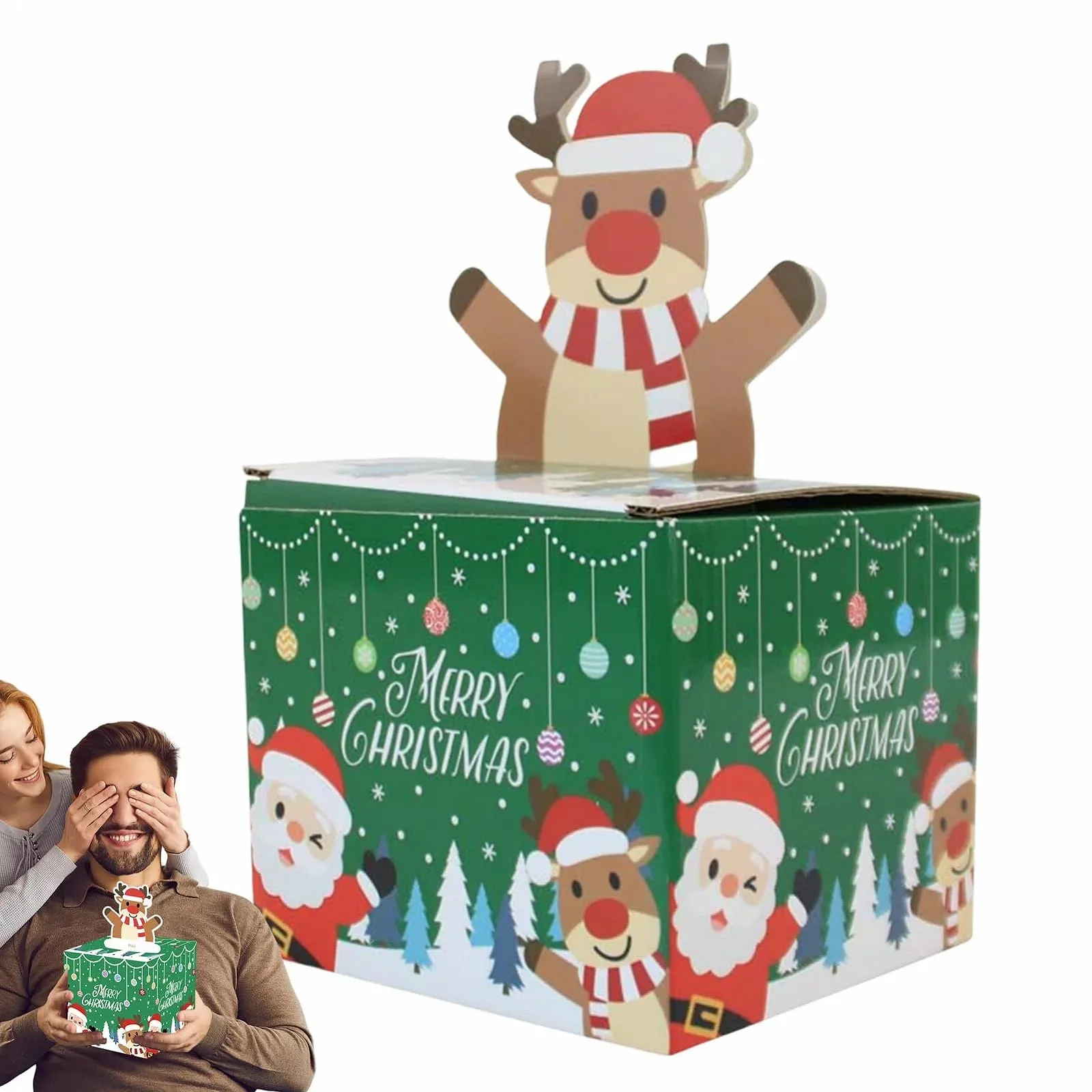 Різдвяна скарбничка-діспенсер Christmas Money Pull Box з 30 прозорими пакетами, фото №8