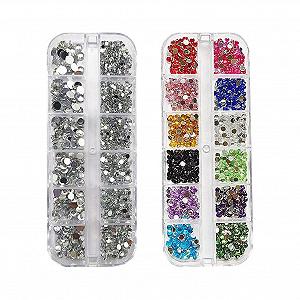 Стразы для ногтей круглые 2 шт. Разные характеристики Разноцветные и серебряные - Фото 1