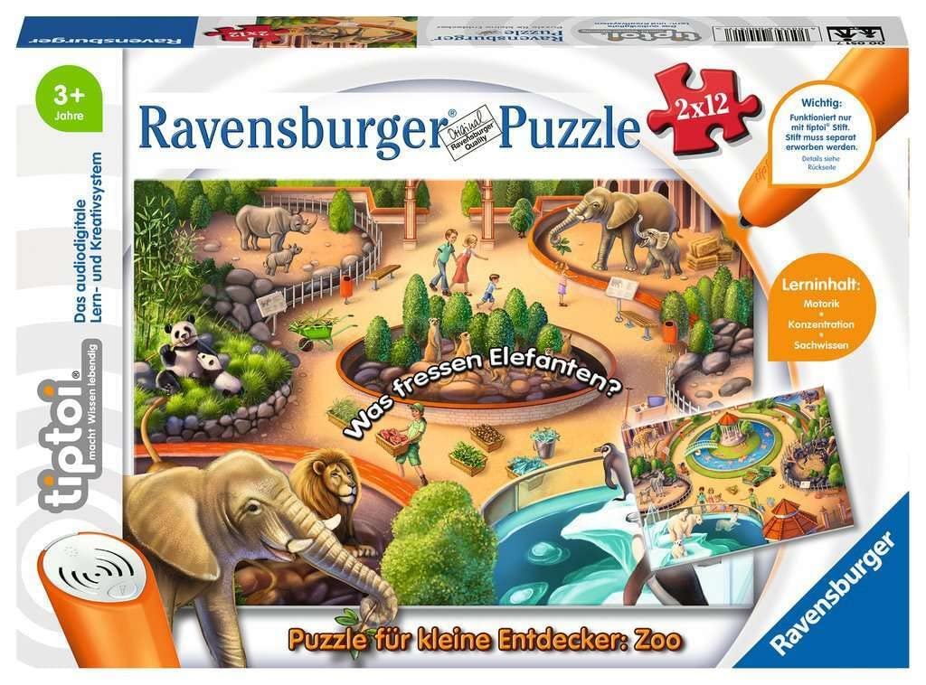Пазл Ravensburger tiptoi Puzzle for Little Explorers: Zoo 00051 2 x 12 элементов от 3 лет, фото №1 Пазл Ravensburger tiptoi Puzzle for Little Explorers: Zoo 00051 2 x 12 элементов от 3 лет, фото №1