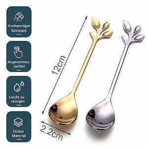 Ложка из нержавеющей стали для чая, кофе, мороженого, торта и десерта маленькая блестящая и хорошо отполированная ложка (Серебряная) synthetic.ua - Фото 1