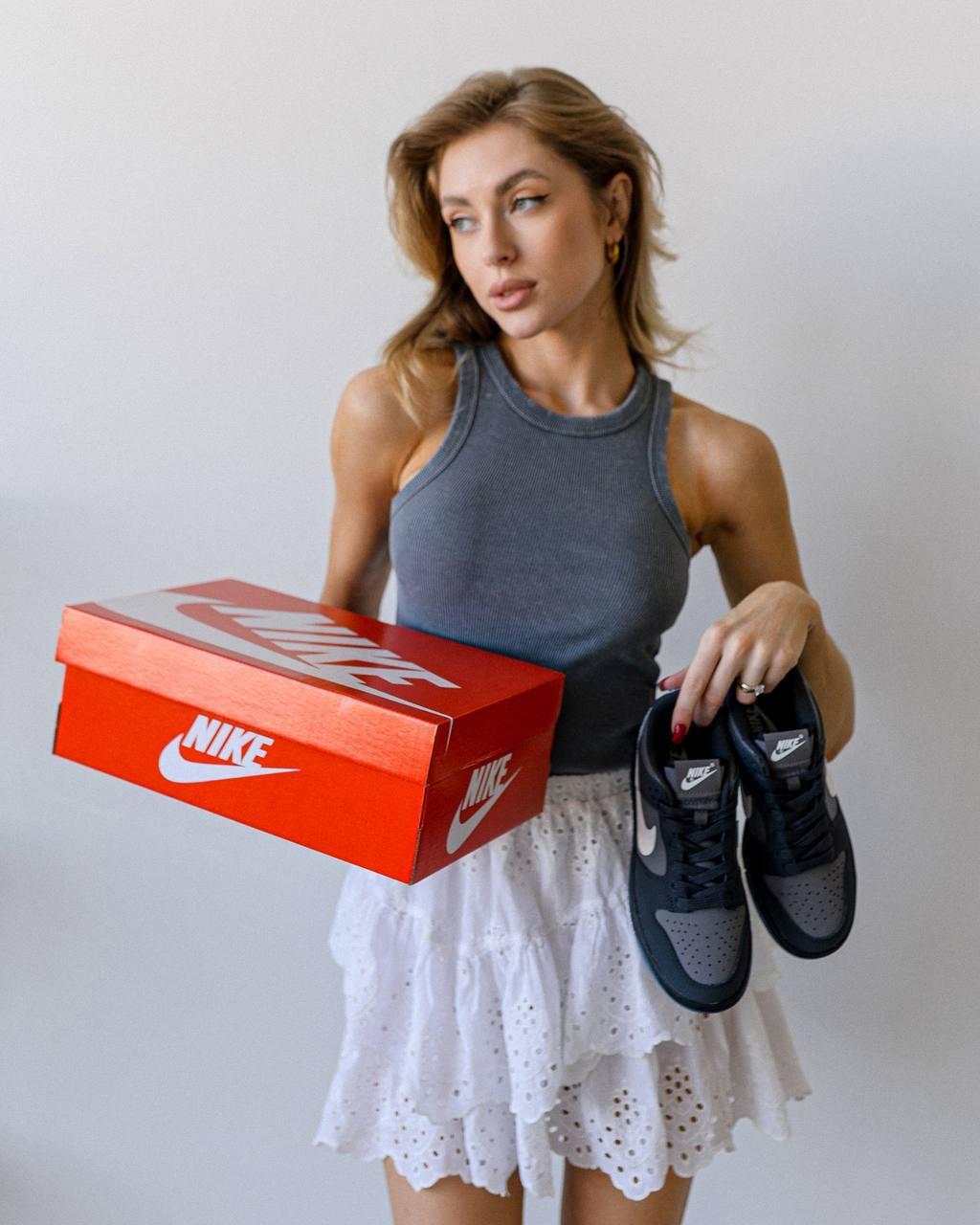 Кроссовки женские SB Dunk Low Antracite темно серые кеды из нубука найк сб данк демисезонная обувь, фото №3