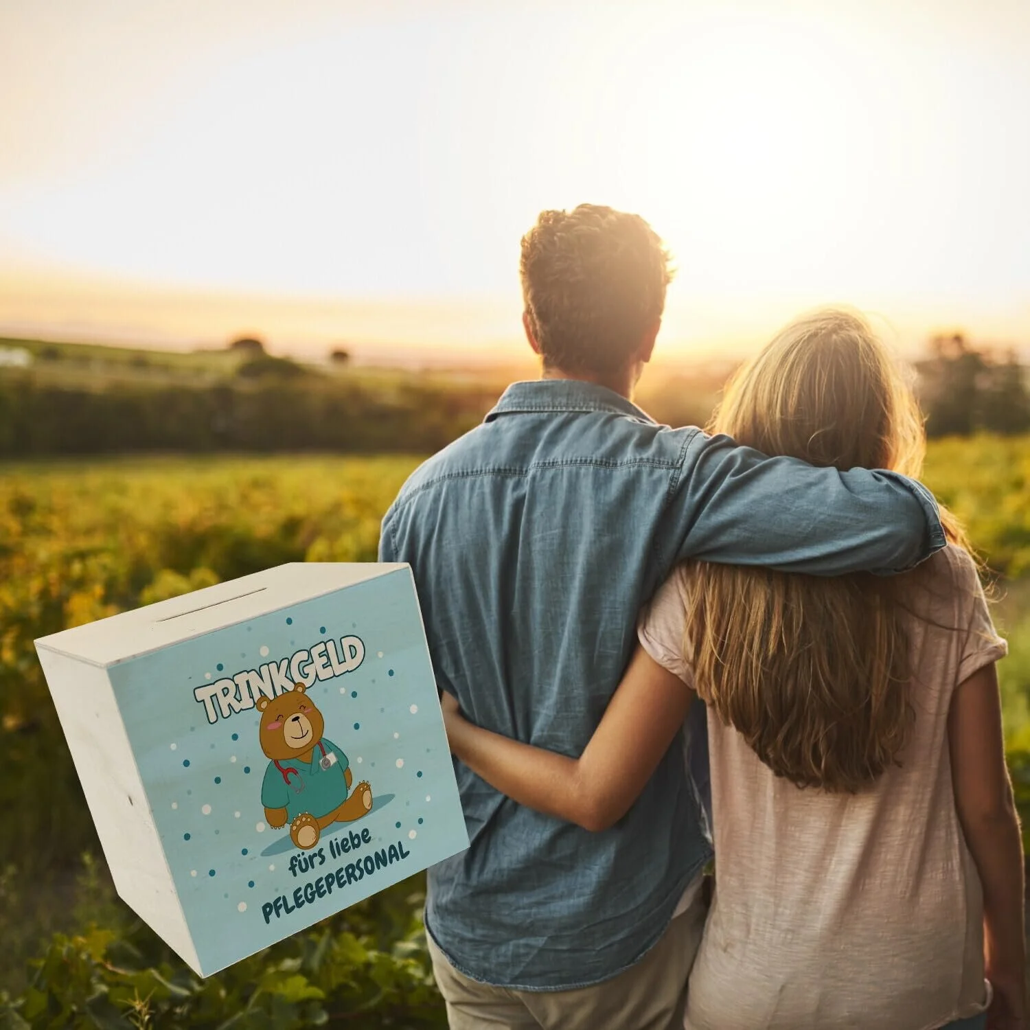 Скарбничка Trinkgeld fürs Liebe Nursing Staff дерев'яна з ведмедем, фото №6